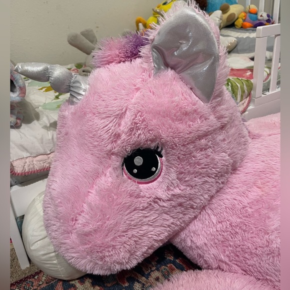 Goffa Jumbo 48” pink/rainbow unicorn plush. Like new - Picture 7 of 8